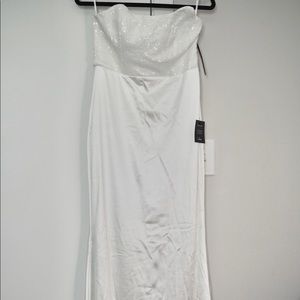 Sequin White Strapless Maxi Dress Size M NWT